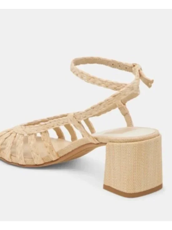 Dolce Vita Yasmin Raffia Sandals Size 8.5 Strappy Block Heel Natural Boho - Picture 11 of 15
